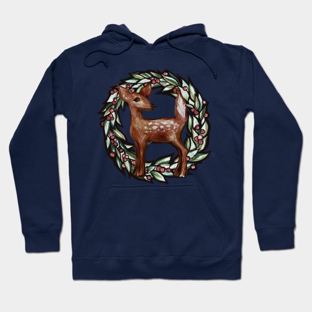 Christmas Fawn Hoodie by bubbsnugg